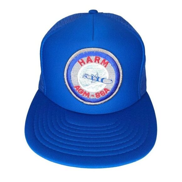 Vintage AGM-88A Harm Missile Trucker Hat Mens One Size Blue Snapback Cap - Picture 1 of 7